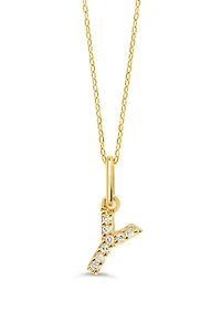 10K Initial Pendant with Lab Grown Diamonds - Letter A / Gold