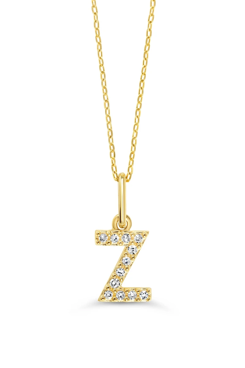 10K Initial Pendant with Lab Grown Diamonds - Letter A / Gold
