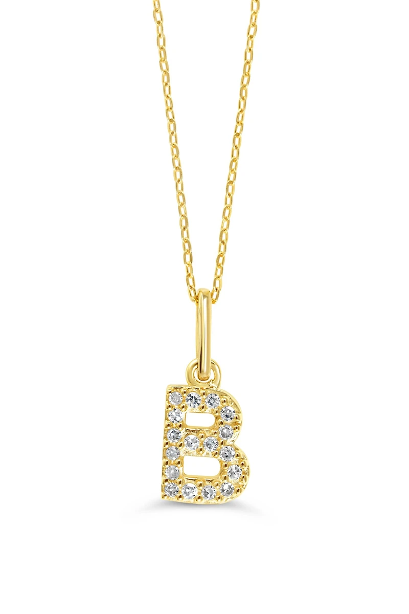 10K Initial Pendant with Lab Grown Diamonds - Letter A / Gold