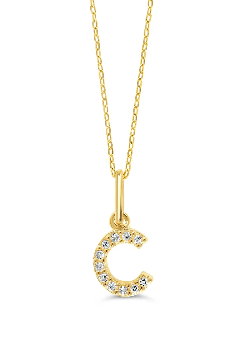 10K Initial Pendant with Lab Grown Diamonds - Letter A / Gold