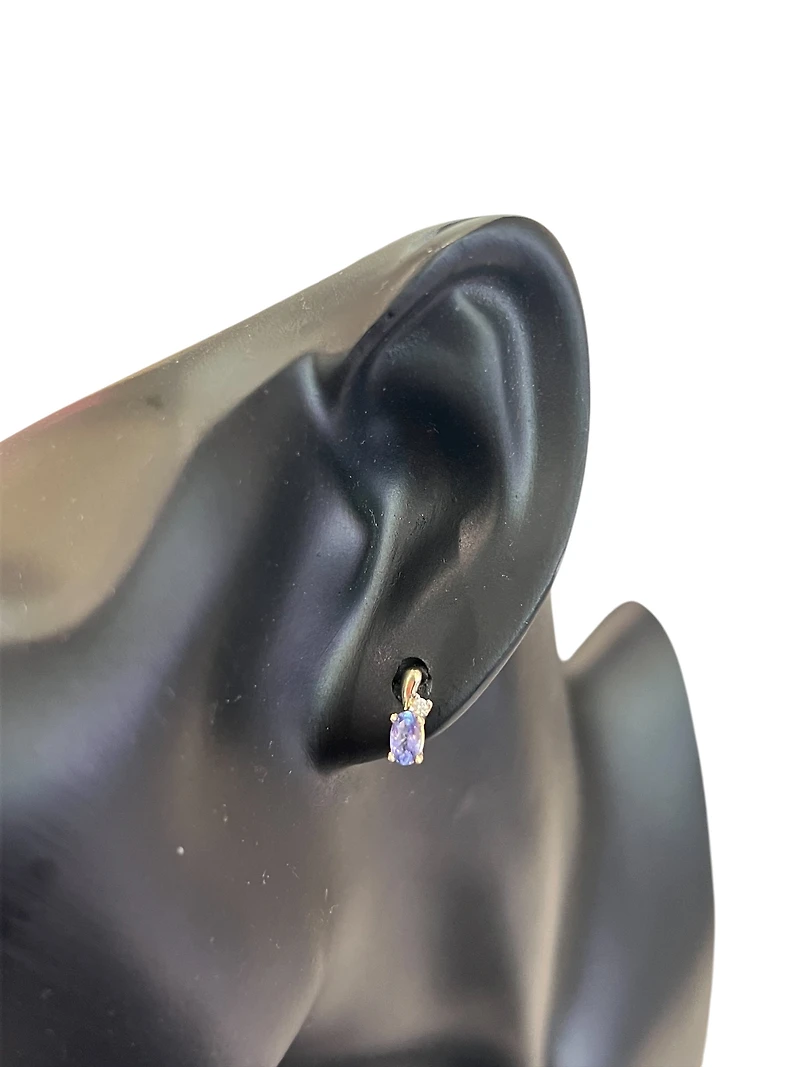 10K Yellow Gold Tanzanite and Diamond Earrings