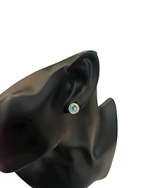 10K Yellow Gold Blue Topaz and Diamond Earrings