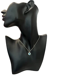 10K Yellow Gold Blue Topaz and Diamond Necklace 18" - yellow gold