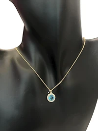10K Yellow Gold Blue Topaz and Diamond Necklace 18" - yellow gold