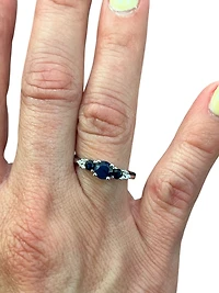 10K White Gold Sapphire and Diamond ring - yellow gold / 4