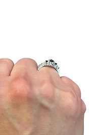 10K White Gold Sapphire and Diamond ring - yellow gold / 4