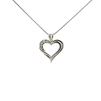 10K White Gold 0.04cttw Diamond Heart Pendant - 18"