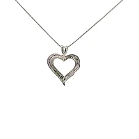 10K White Gold 0.04cttw Diamond Heart Pendant - 18"