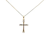 10K Yellow Gold 0.03cttw Diamond Cross Pendant, 18"