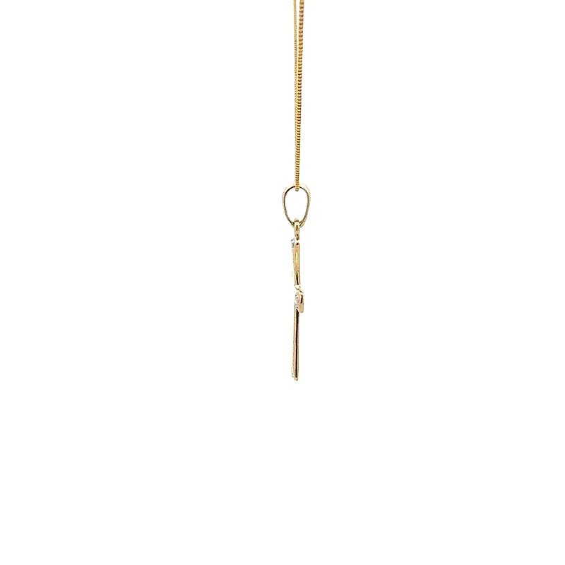 10K Yellow Gold 0.03cttw Diamond Cross Pendant, 18"
