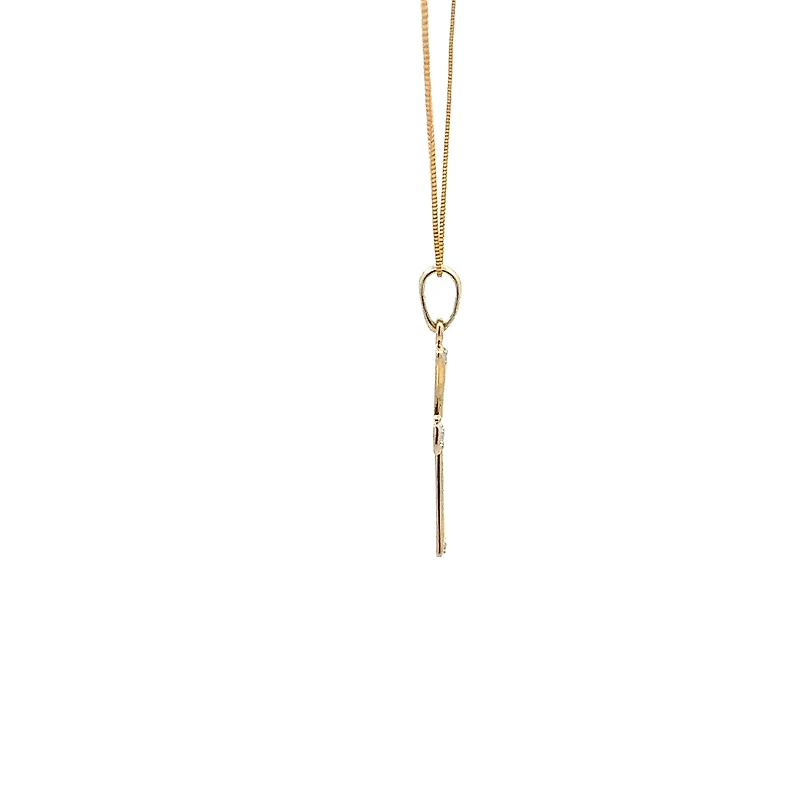 10K Yellow Gold 0.03cttw Diamond Cross Pendant, 18"
