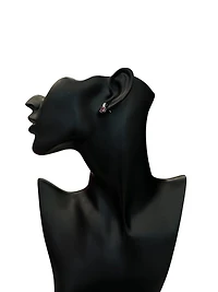 10K White Gold Pink Topaz and Diamond Earring - White gold