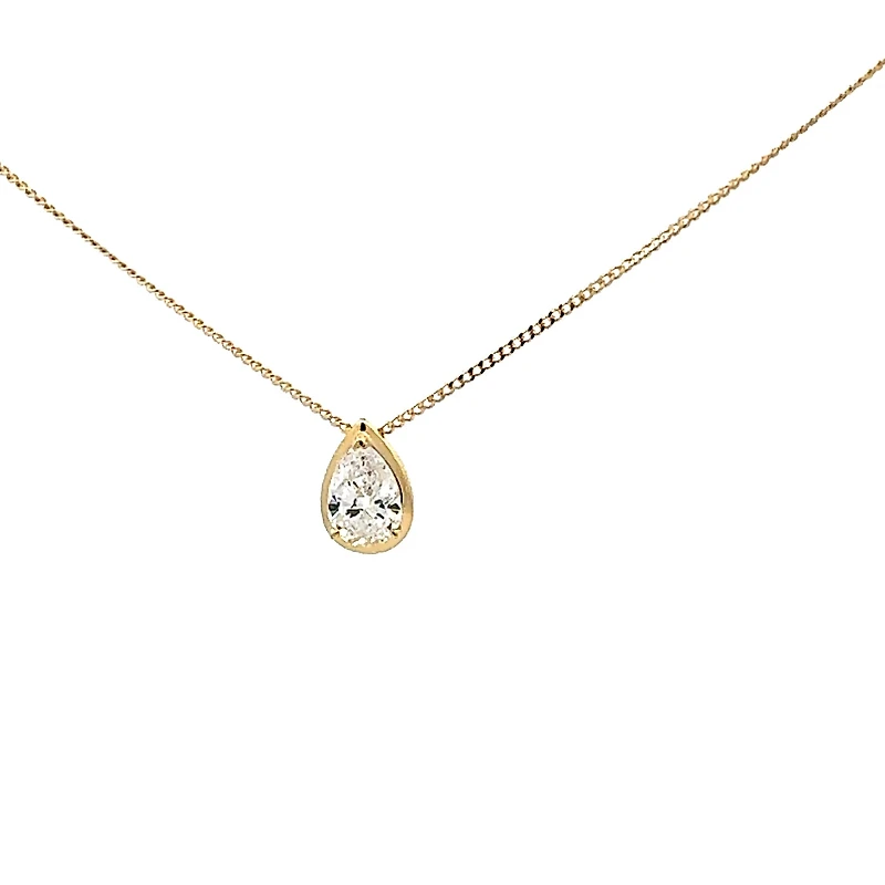 10K Yellow Gold 0.50cttw Pear Cut Lab Grown Diamond Necklace - 18 Inches