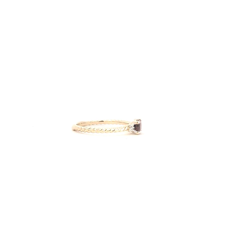 10K Yellow Gold Garnet and Diamond Ring - 4