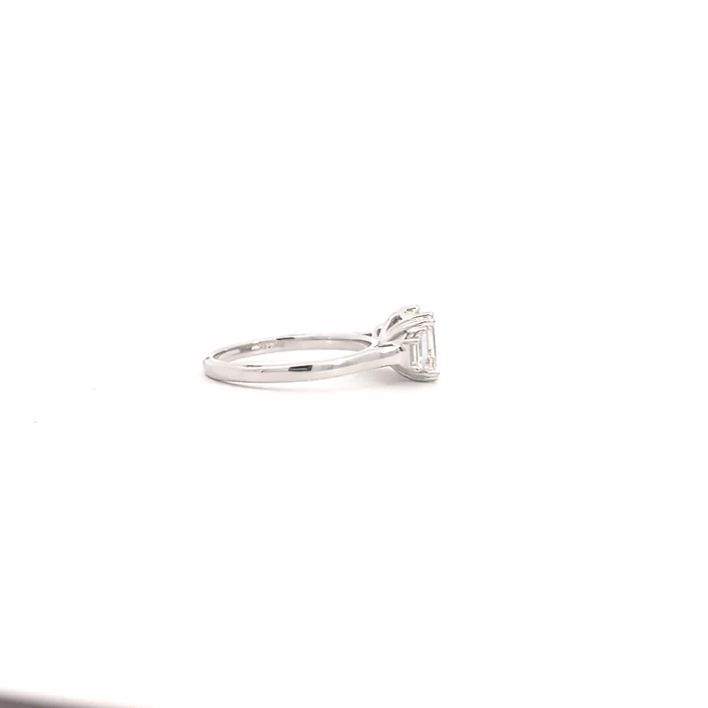 14K White Gold Lab Grown Asscher Cut Diamond Engagement Ring - / 4
