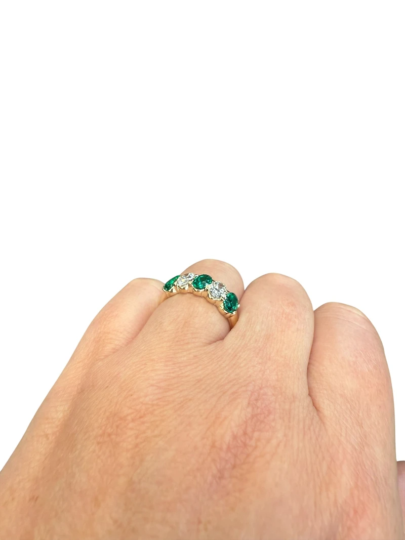 10K Yellow Gold Lab Grown Emerald and Diamond Ring - 4