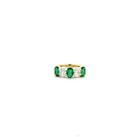 10K Yellow Gold Lab Grown Emerald and Diamond Ring - 4