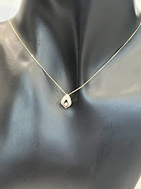 10K Yellow Gold 0.08cttw Diamond Pulse Necklace, 18"