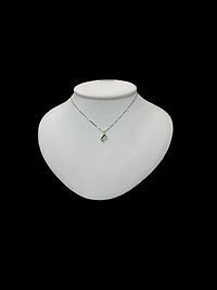 10K Yellow Gold 0.045 cttw Diamond and Emerald Pendant, 18"