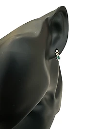 10K White and Yellow Gold Emerald & Diamond Earring