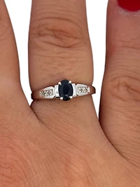 10K White Gold Sapphire & Diamond Ring