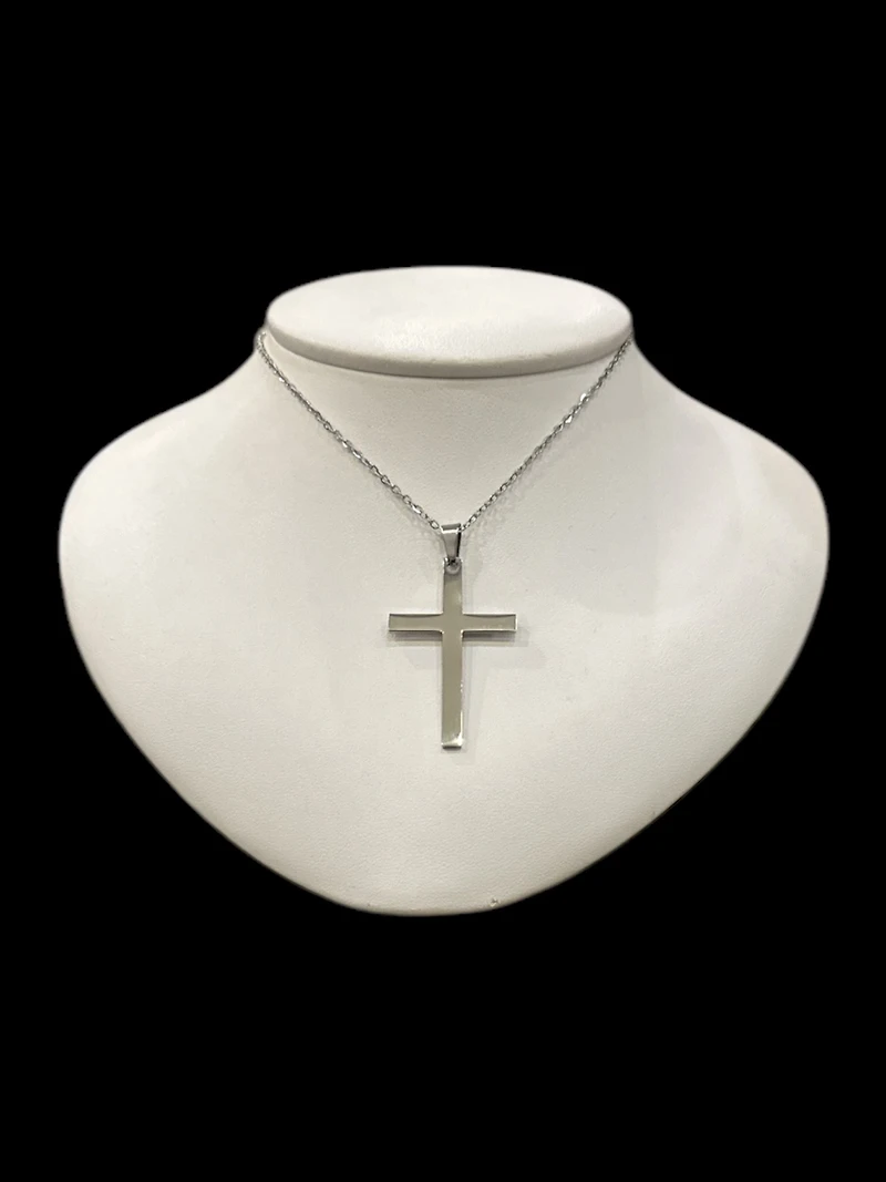 Stainless Steel 40X25mm Cross Pendant - 18"
