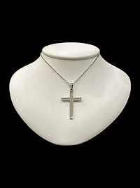Stainless Steel 40X25mm Cross Pendant - 18"