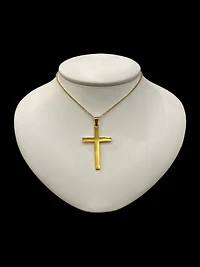 Stainless Steel Gold Plated 40X25mm Cross Pendant - 18"