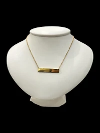Stainless Steel Yellow Gold Plated 7x35mm Engravable Bar Pendant - 18"