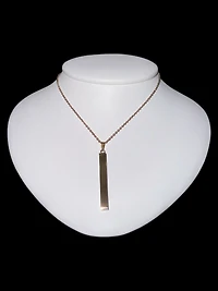 Stainless Steel Rose Gold Plated 39X5mm Engravable Bar Pendant - 18"