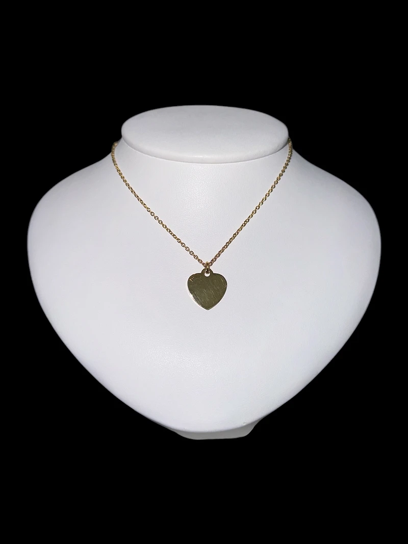 Stainless Steel Gold Plated 18X16mm Engravable Heart Pendant - 18"