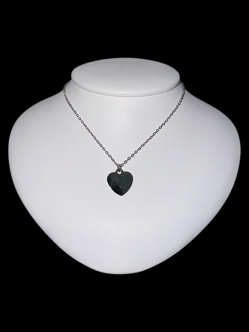 Stainless Steel 18X16mm Engravable Heart Pendant - 18"