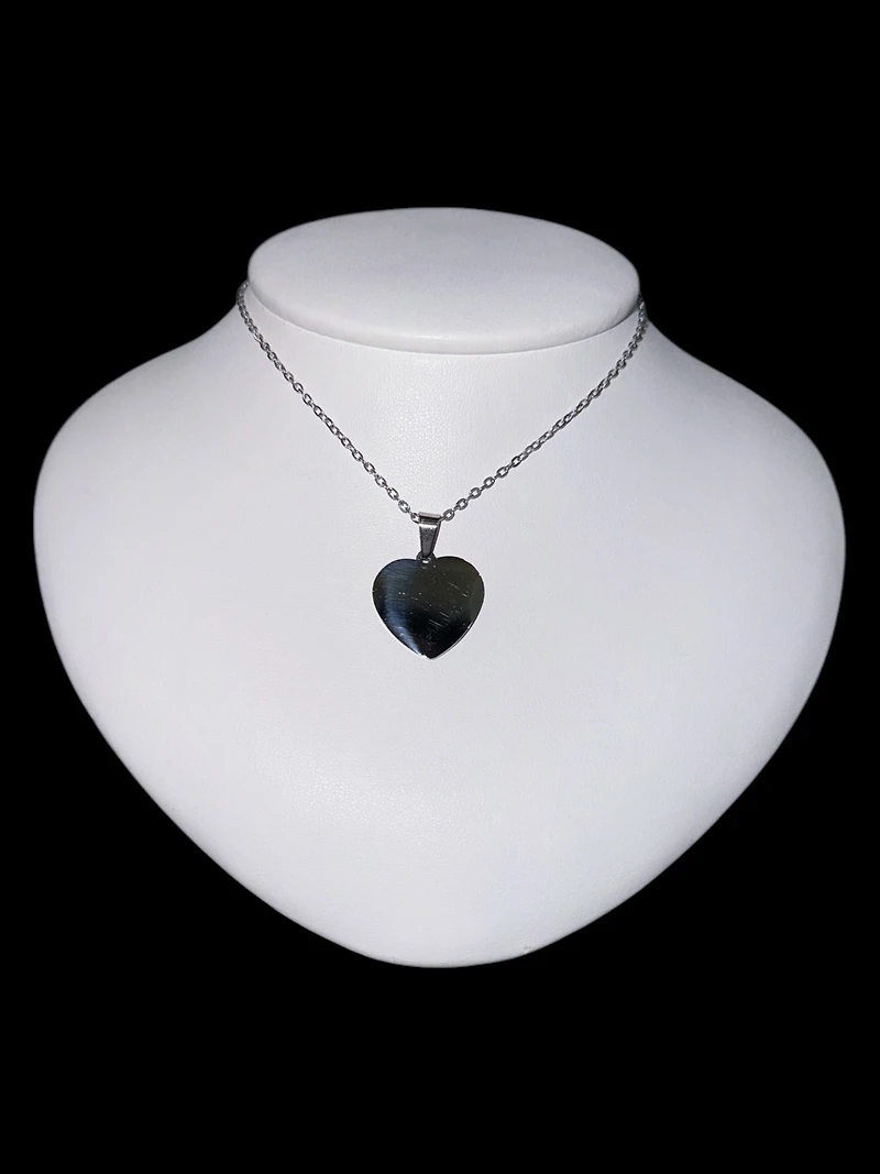 Stainless Steel 23X21mm Engravable Heart Pendant - 18"