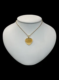 Stainless Steel Gold Plated 23X21mm Engravable Heart Pendant - 18"