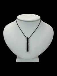 Stainless Steel Black Plated 39X5mm Engravable Bar Pendant - 18"