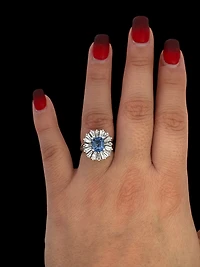 14K White Gold Sapphire & Diamond Ring