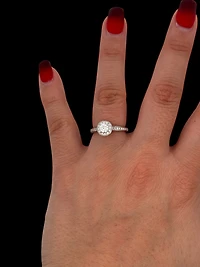 14K White Gold 0.67cttw Diamond Halo Engagement Ring, 6.5