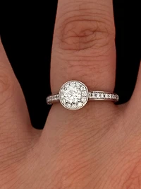 14K White Gold 0.67cttw Diamond Halo Engagement Ring, 6.5