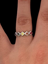 14K White Gold Rainbow Sapphire Ring - /