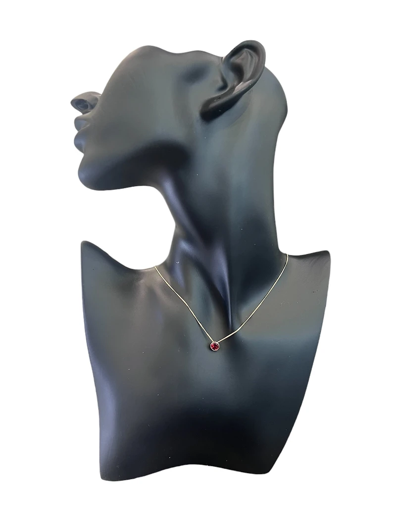 10K Yellow Gold 5mm Genuine Garnet Pendant, 18"
