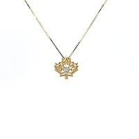 10K Yellow Gold 0.04 Canadian Diamond Maple Leaf Pendant - 18"
