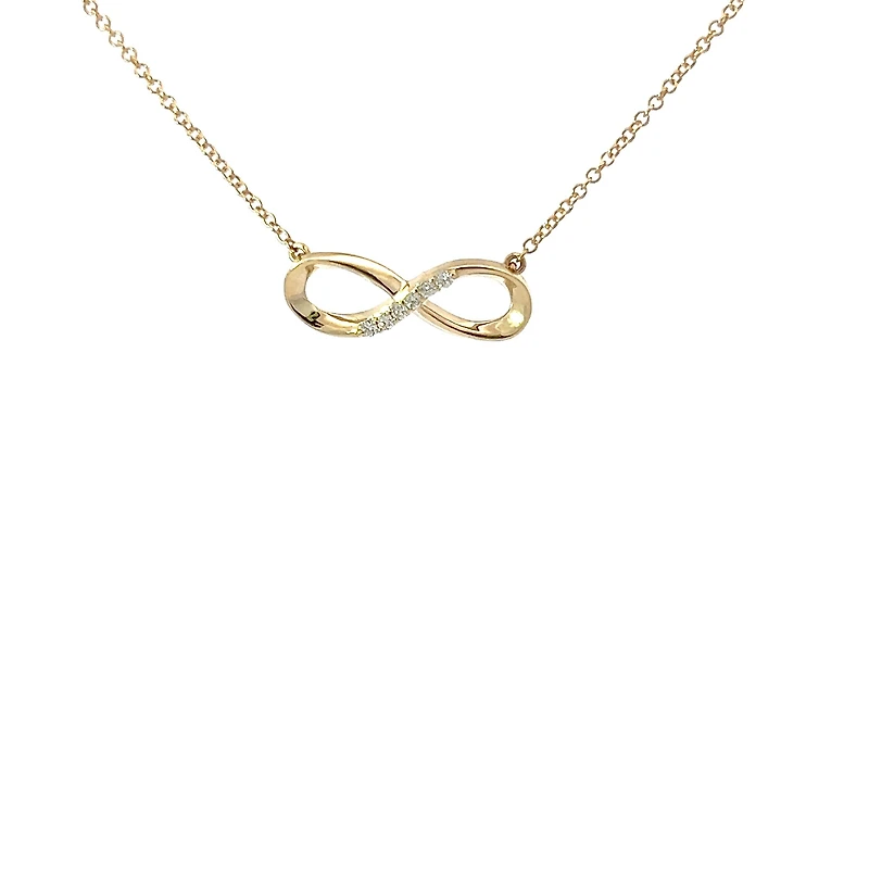 10K Yellow Gold 0.06cttw Diamond Infinity Pendant, 18"