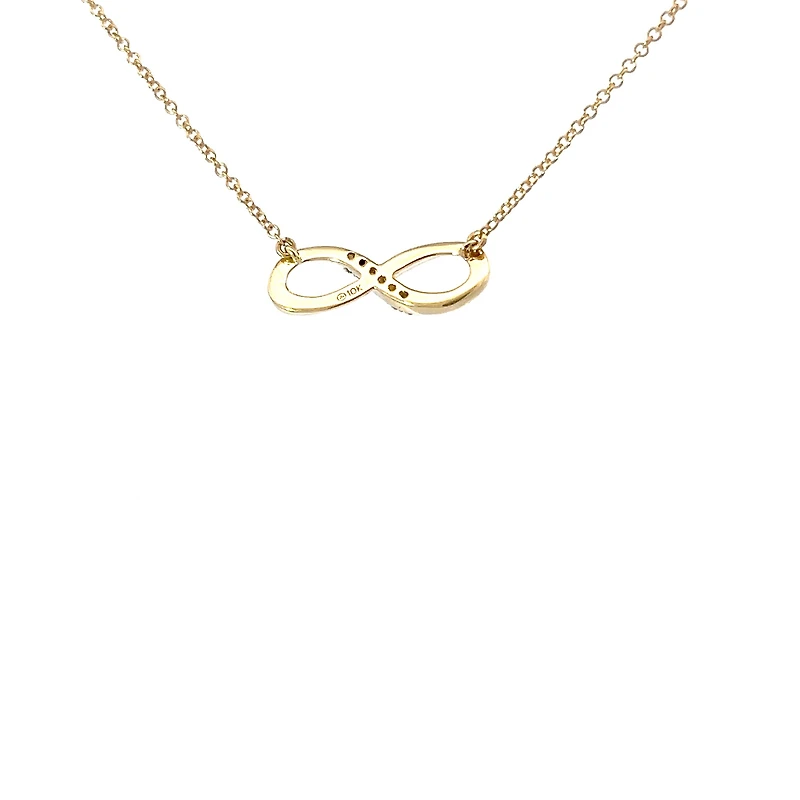 10K Yellow Gold 0.06cttw Diamond Infinity Pendant, 18"