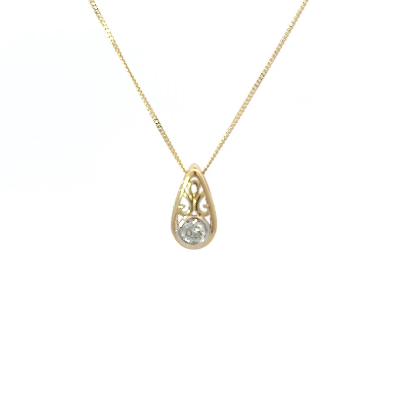 10K Yellow Gold 0.10 Diamond Solitaire Pendant - 18"
