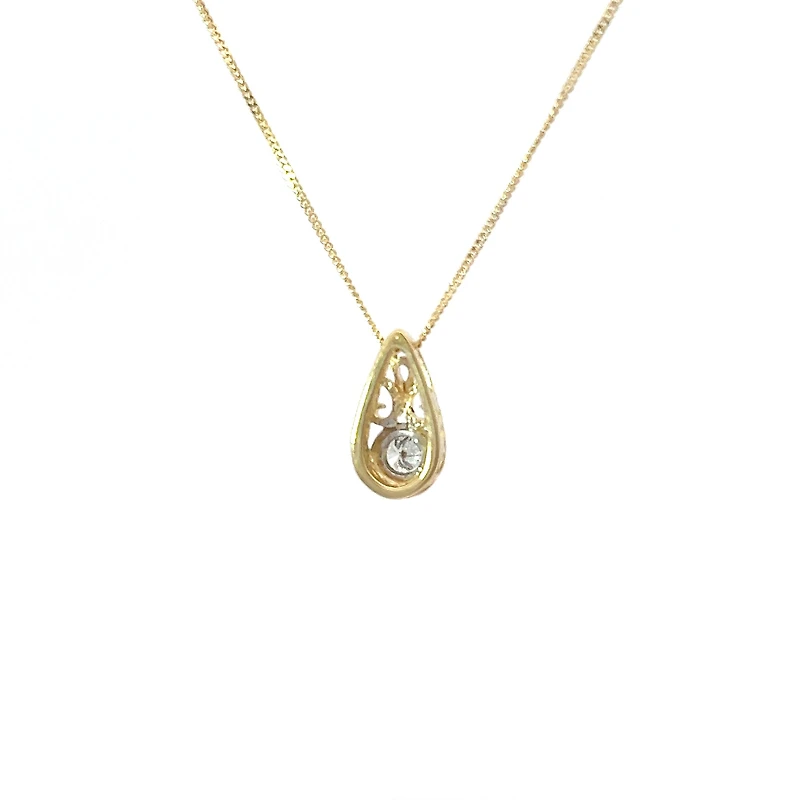 10K Yellow Gold 0.10 Diamond Solitaire Pendant - 18"
