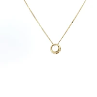 10K Yellow Gold 5mm Genuine White Topaz Pendant, 18"