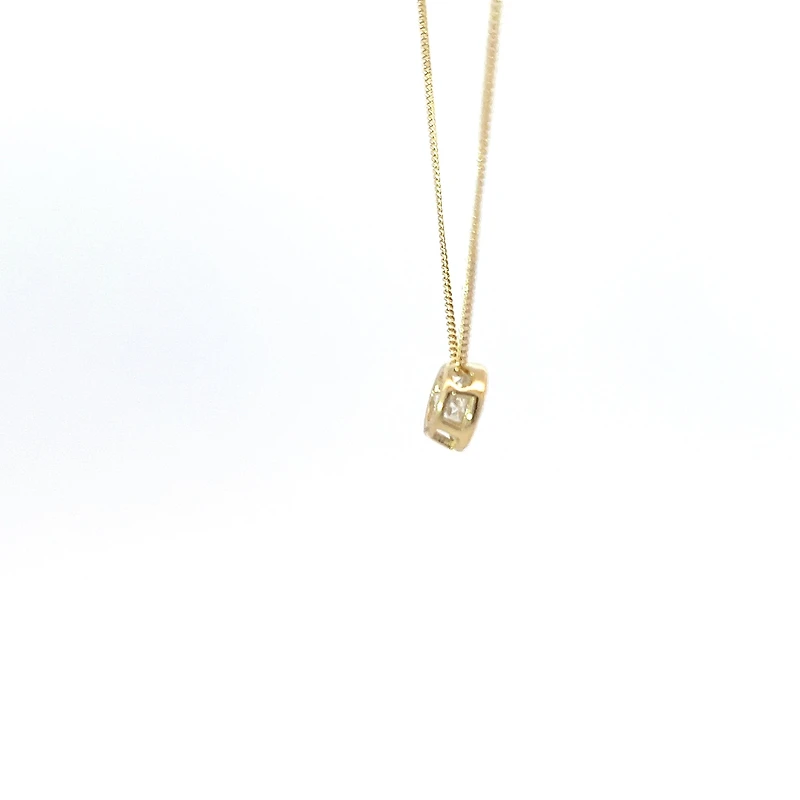10K Yellow Gold 5mm Genuine White Topaz Pendant, 18"