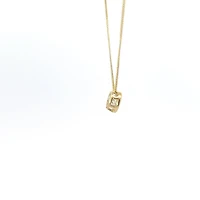 10K Yellow Gold 5mm Genuine White Topaz Pendant, 18"