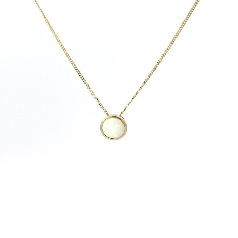 10K Yellow Gold 5mm Genuine Opal Pendant, 18"