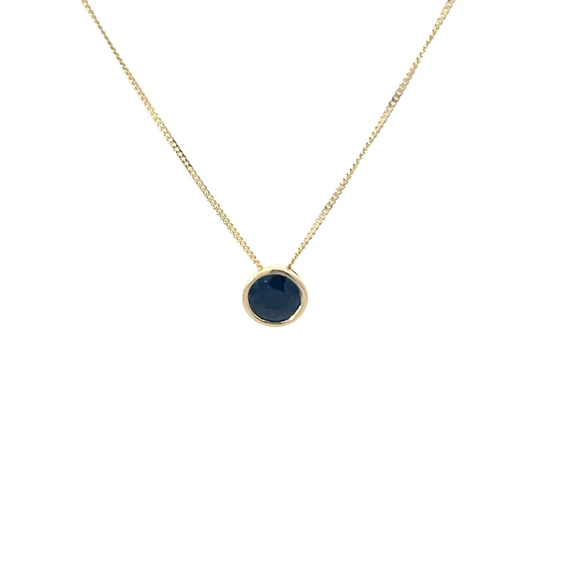 10K Yellow Gold 5mm Genuine Sapphire Pendant, 18"
